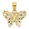 10K Gold Diamond Cut Butterfly Charm Pendant Jewelry 18mm x 16mm
